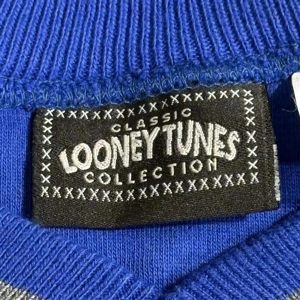 Vintage Looney Tunes Sweatshirt Boys Medium Blue Sylvester Tweety Embroidered